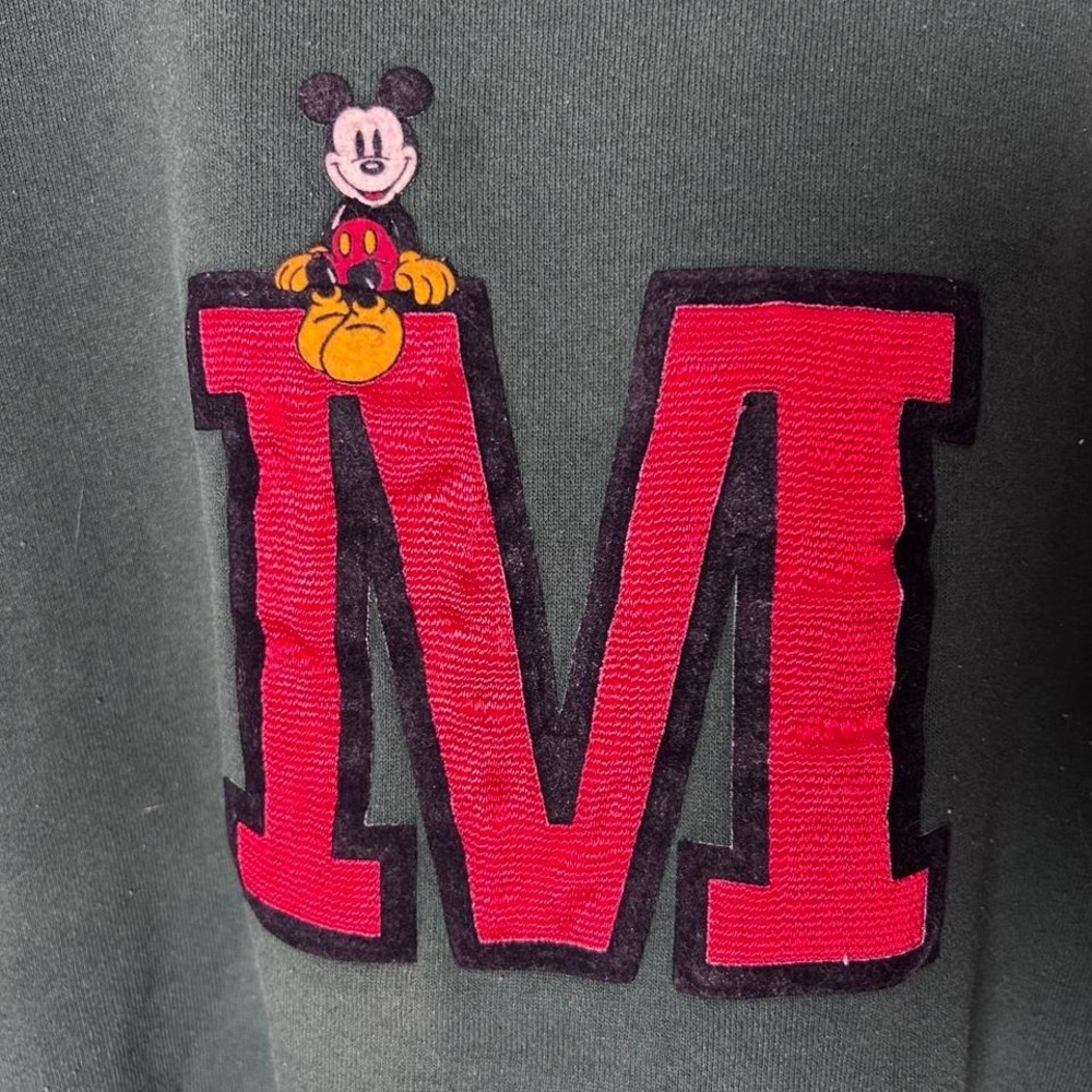 Mickey & Co. Embroidered Sweatshirt Adult XLarge Green Crewneck 90s USA Tag - Picture 3 of 5